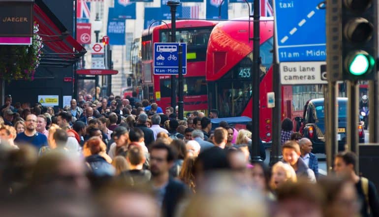 Image of crowded street with blurred faces signifying how data anonymization and pseudonymization should work under the EU GDPR