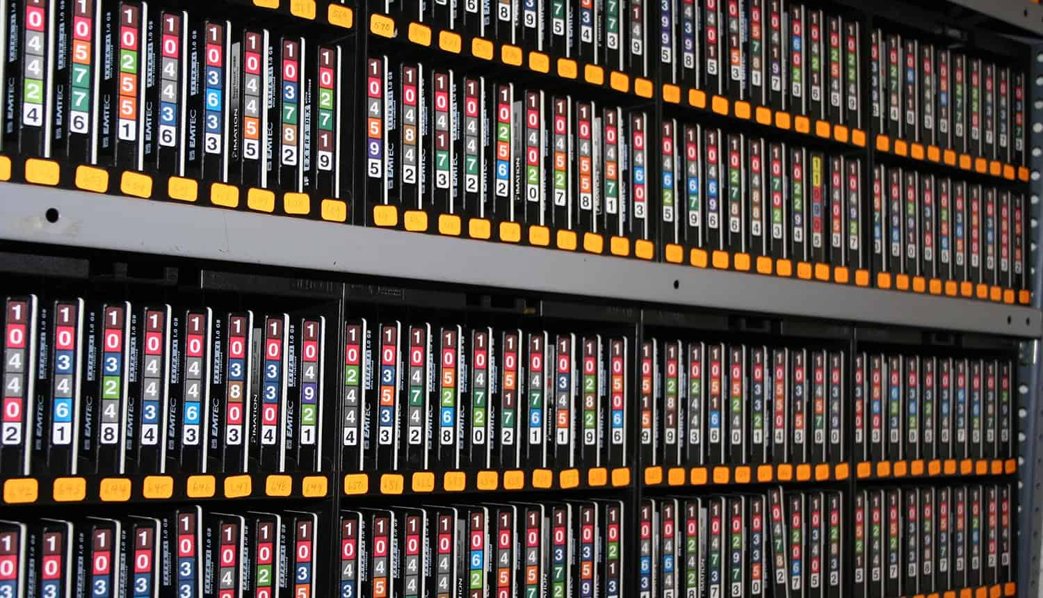 Image showing rows of data tapes representing U.S. government revealing vulnerabilities equities process