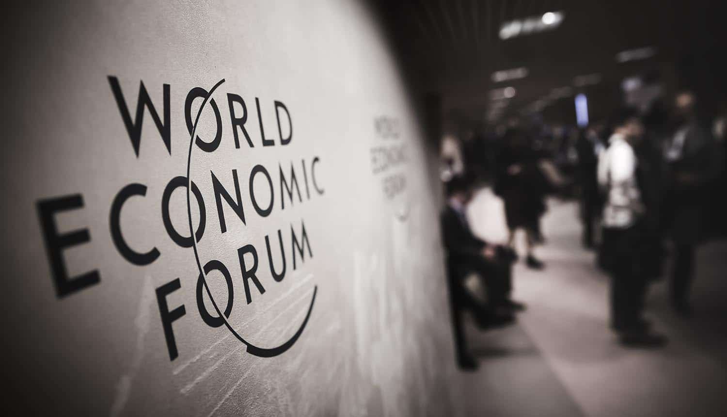 Image of World Economic Forum (WEF) at a conference in Davos and the discussion of security and AI