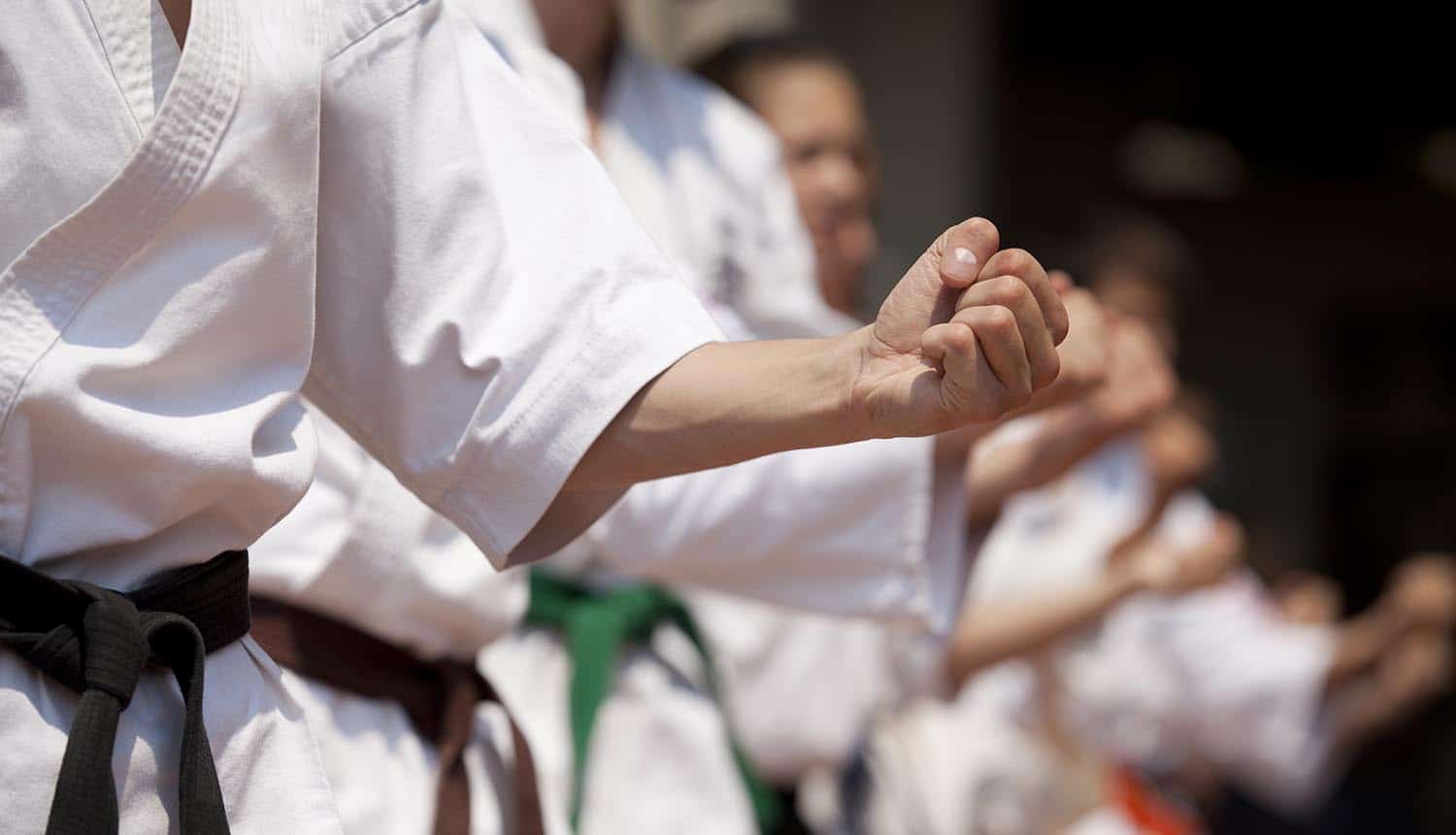 Karate practitioners preparing for a battle
