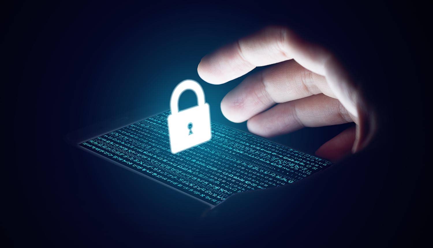 Hand reaches out towards secure lock on smartphone showing Five Eyes proposal to weaken encryption