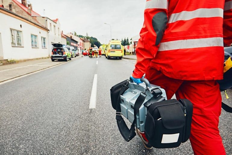 Emergency medical service team responding to an incident showing privacy nightmare of location data