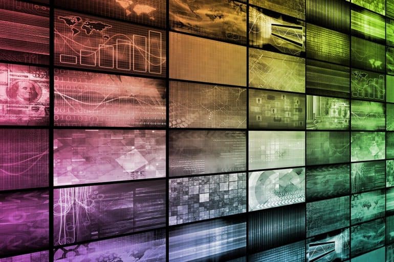 Multiple screens showing network systems and malvertising attack and risks of ad fraud