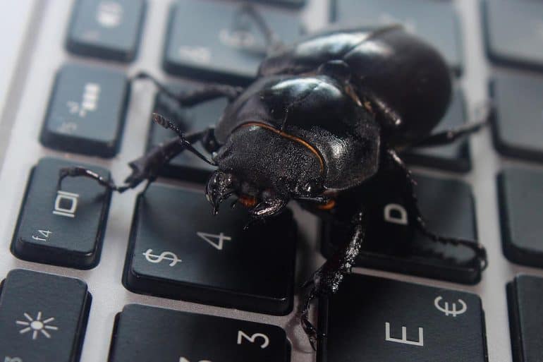 Bug on laptop keyboard showing malware distributed to ASUS computers in a massive supply chain attack