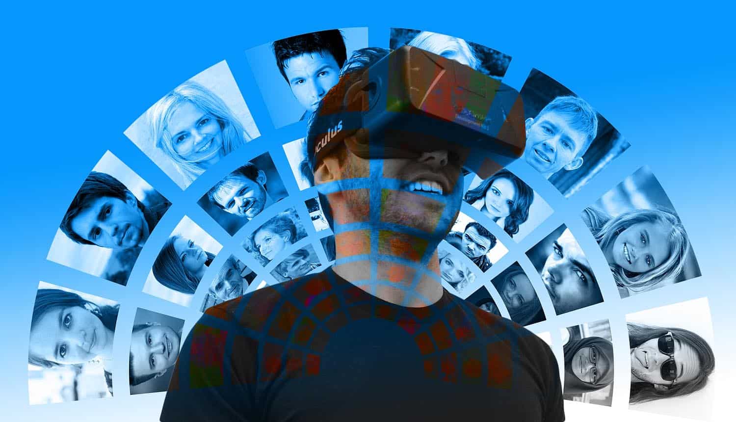 Man using VR goggles showing security concerns of digital recreation