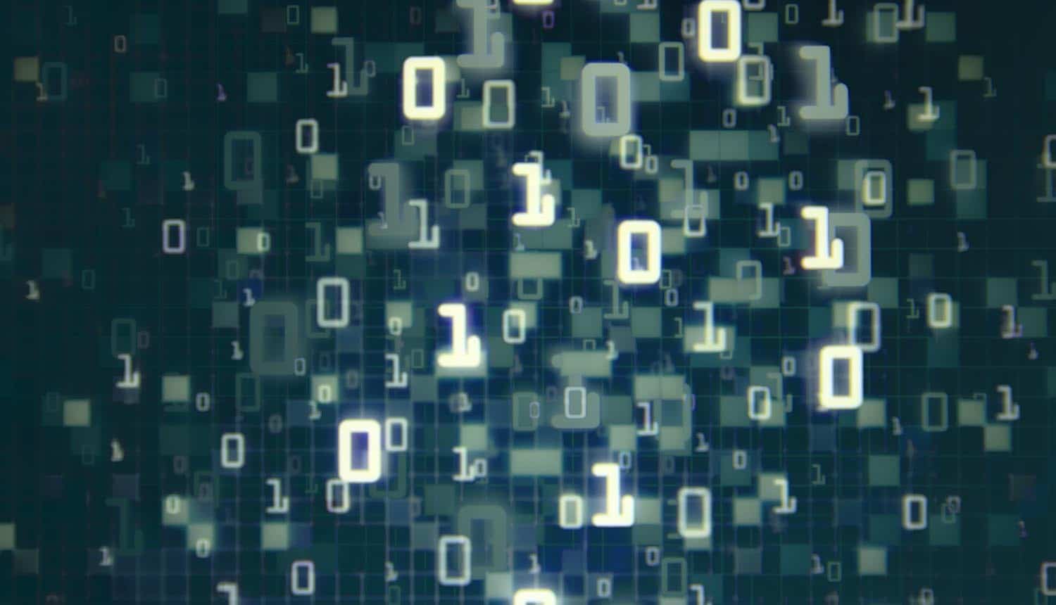 Matrix of binary numbers going in and out of focus showing the potential privacy blind spot resulting from data sharing and data inventory practices
