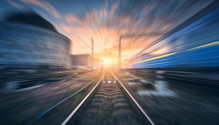 Blurred image of railroad showing the frightening speed for automated hacking of default credentials as tested through honeypots