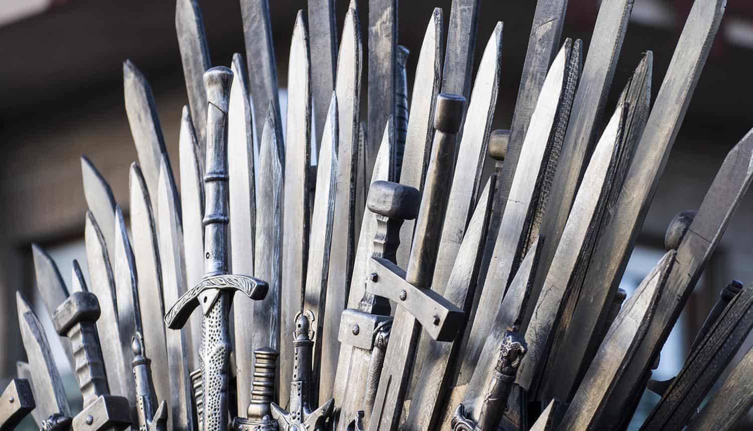 Throne made of swords showing Game of Thrones TV show used as a means for malware and phishing attacks