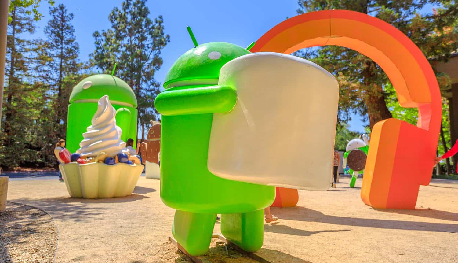 Android Marshmallow statue at Google Visitor Center showing privacy and security threat of pre-installed apps on Android smartphones