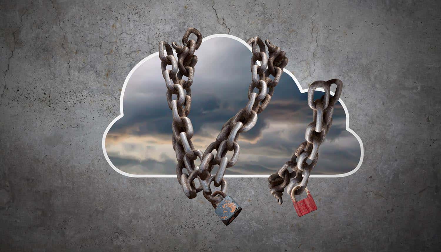 Chain locks over cloud showing the top threats for cloud security