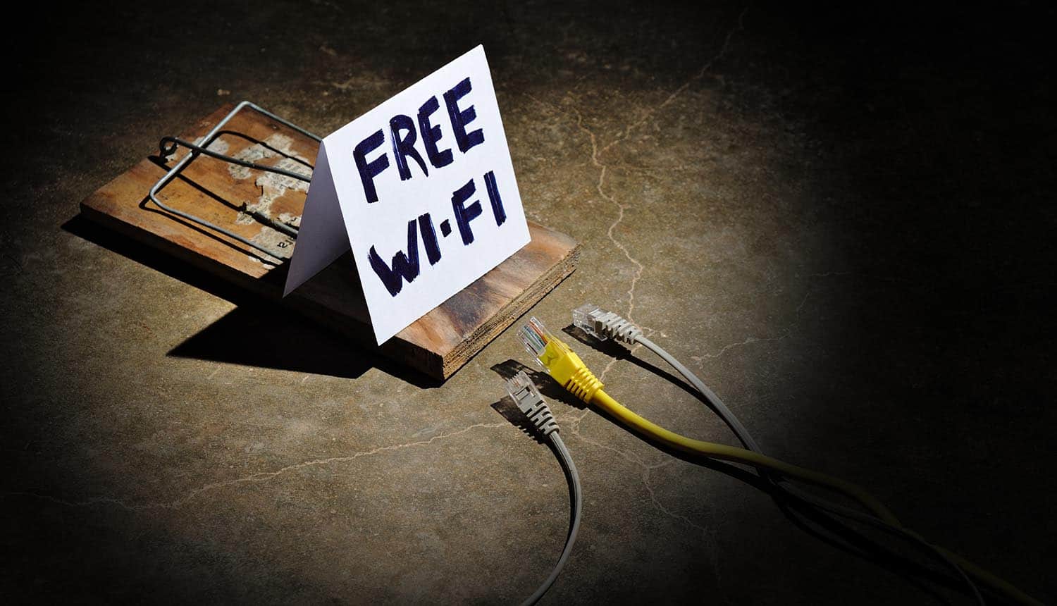 Mousetrap showing the dangers of free public Wi-fi