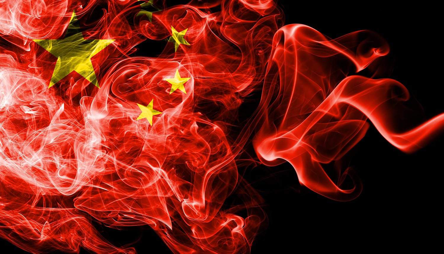 China smoke flag on a black background showing Chinese hackers engaging in cyber espionage by stealing text messages and phone records from telecom companies