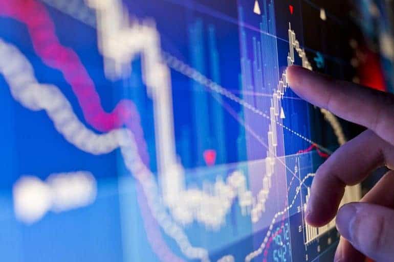 Stock market data on screen showing how companies that experience a data breach will underperform the stock market over the long run
