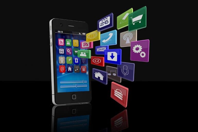 Smartphone with application icons showing the five steps to securing enterprise mobile app