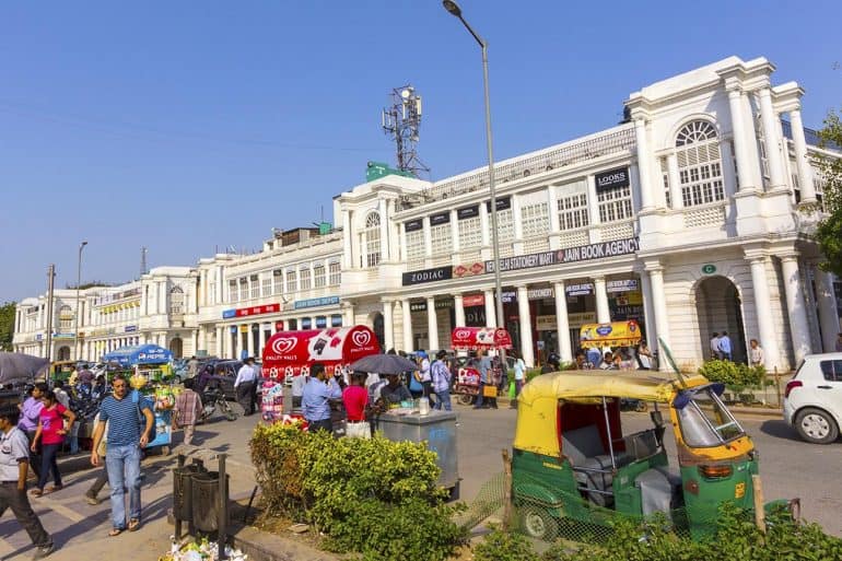 Image of Connaught Place, one of the largest financial commercial and business centers showing challenges with the new India data protection bill