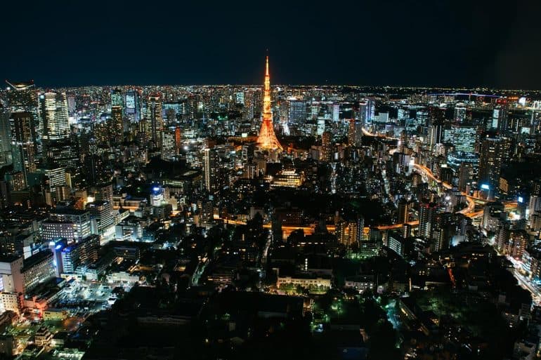 Night view of Tokyo tower showing the state-backed cyber attacks expected at Tokyo 2020 games