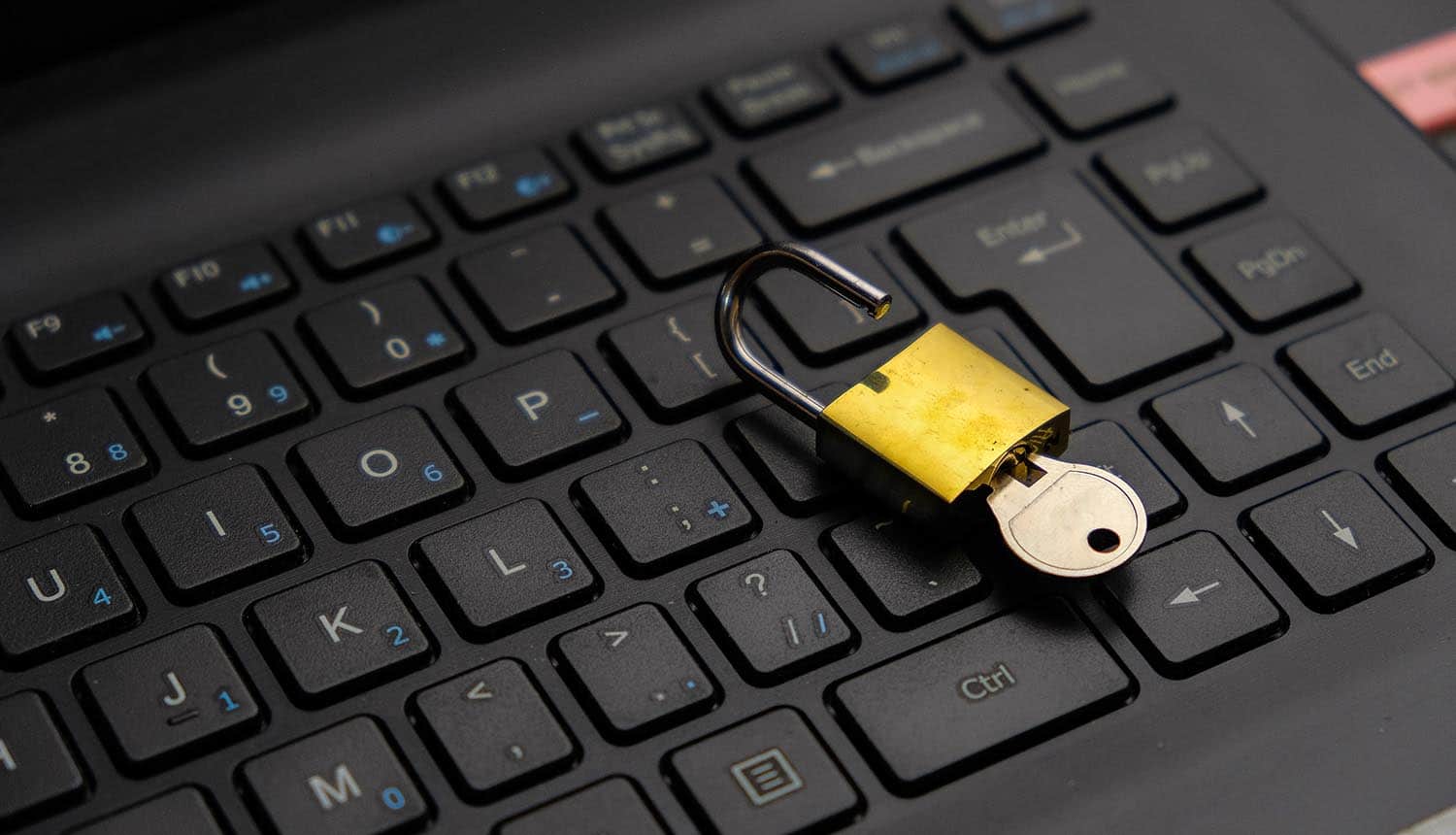 Golden padlock on keyboard showing federated login in SolarWinds hack
