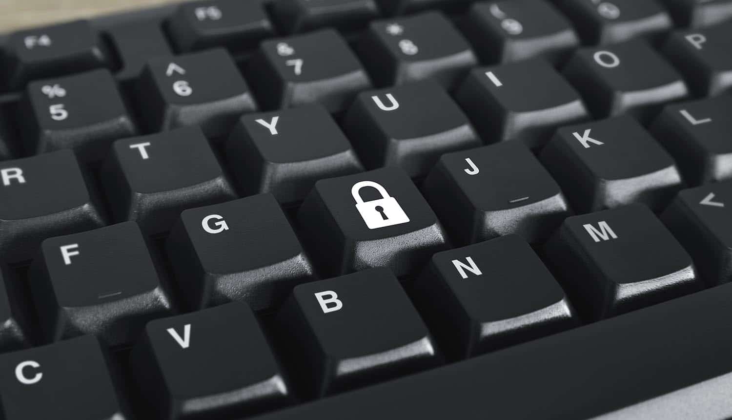 Padlock flat icon on black computer keyboard button