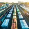 Aerial view of railway wagons showing cyber attacks on industrial networks