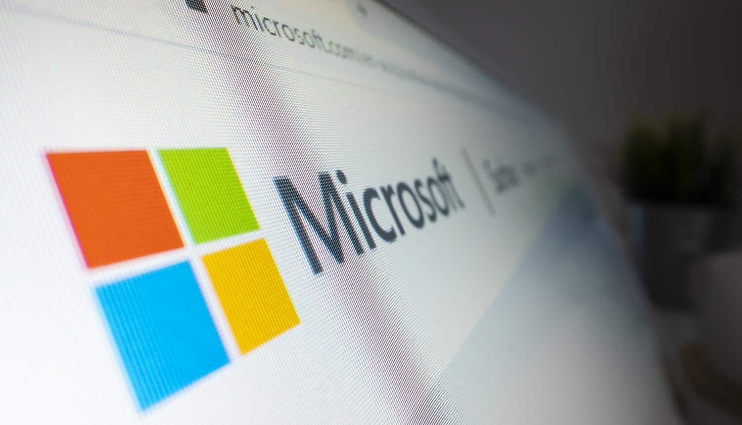 Close-up view of Microsoft logo on its website showing cyber attacks on Microsoft Exchange