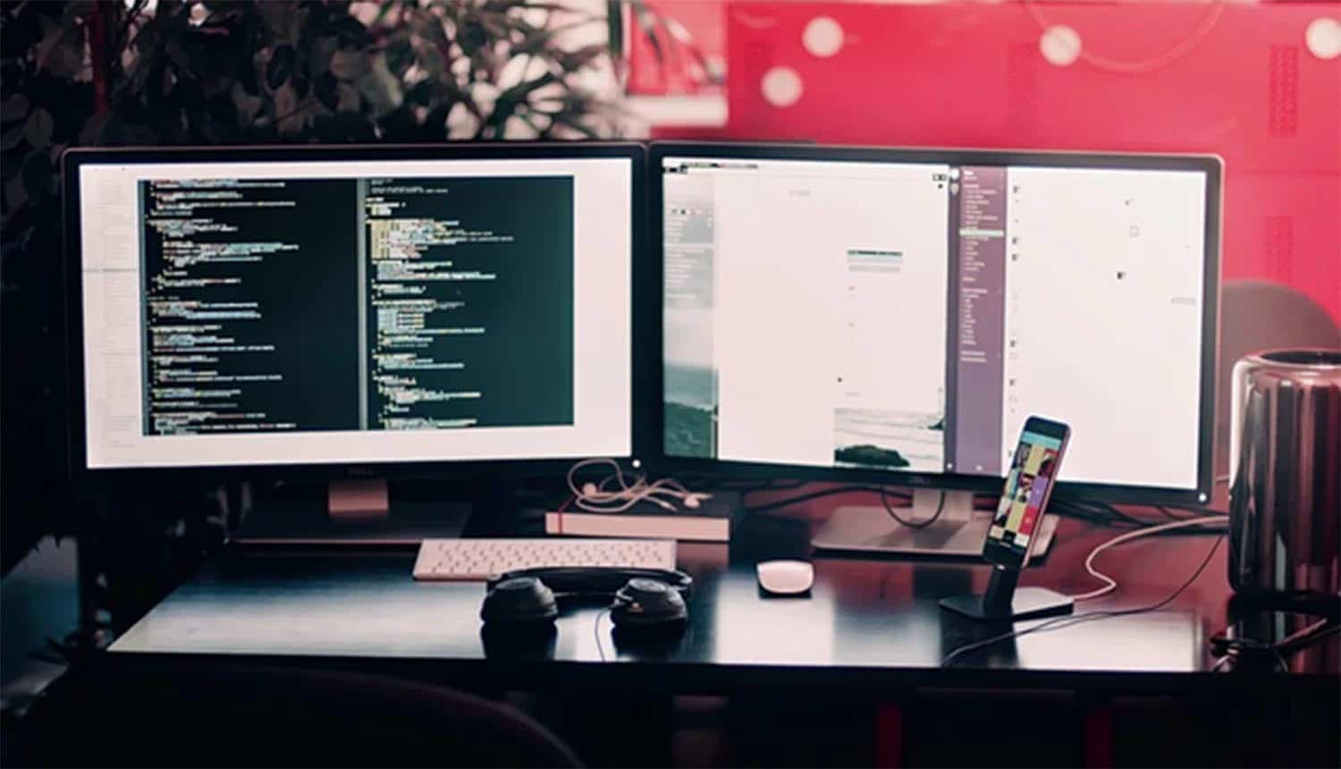 Computer monitors on the desktop