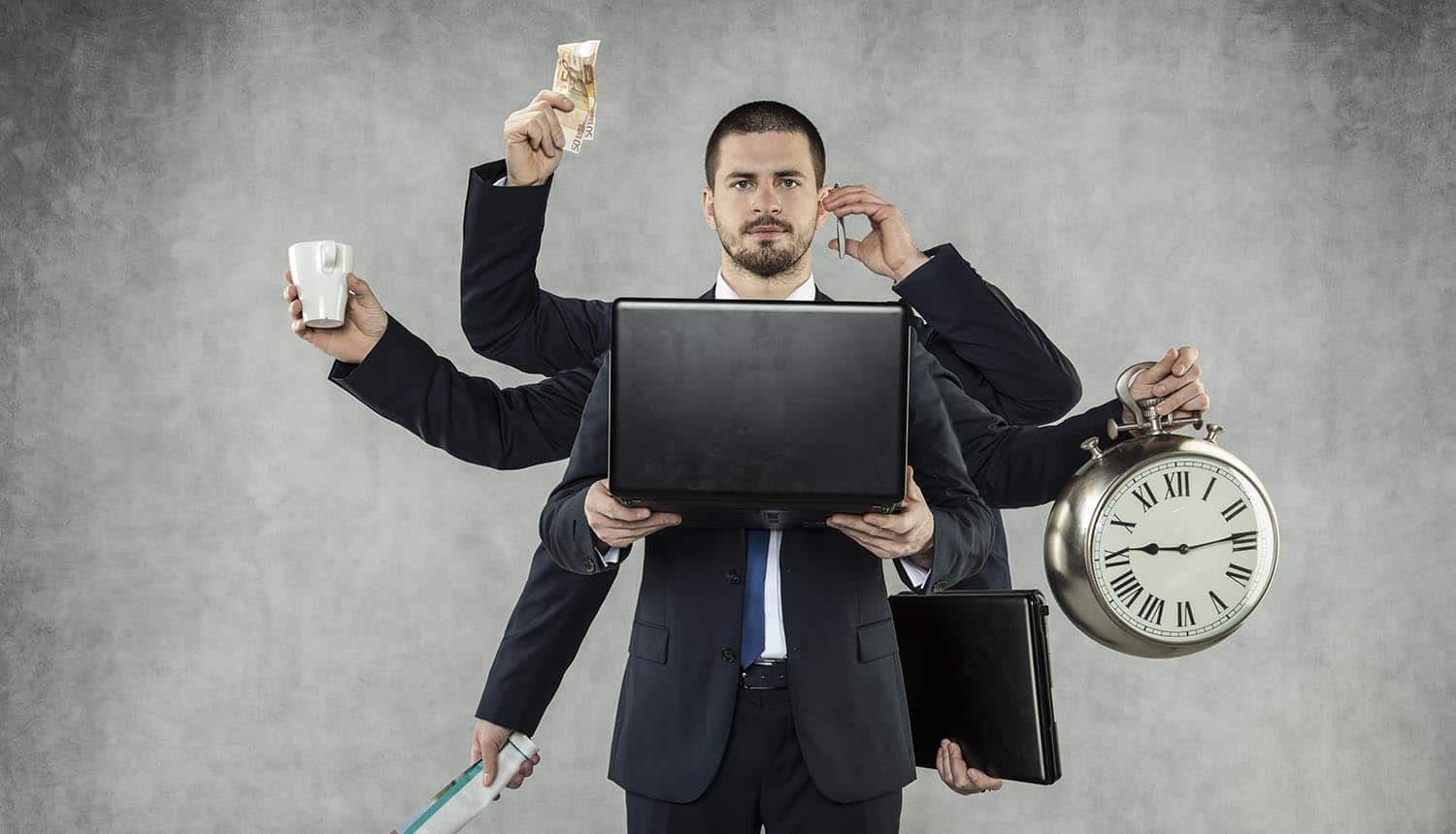 Businessman is a multitasking person