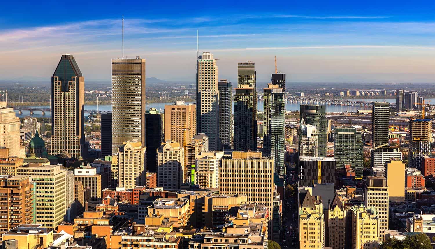 Panoramic aerial view of Montreal Quebec showing privacy law