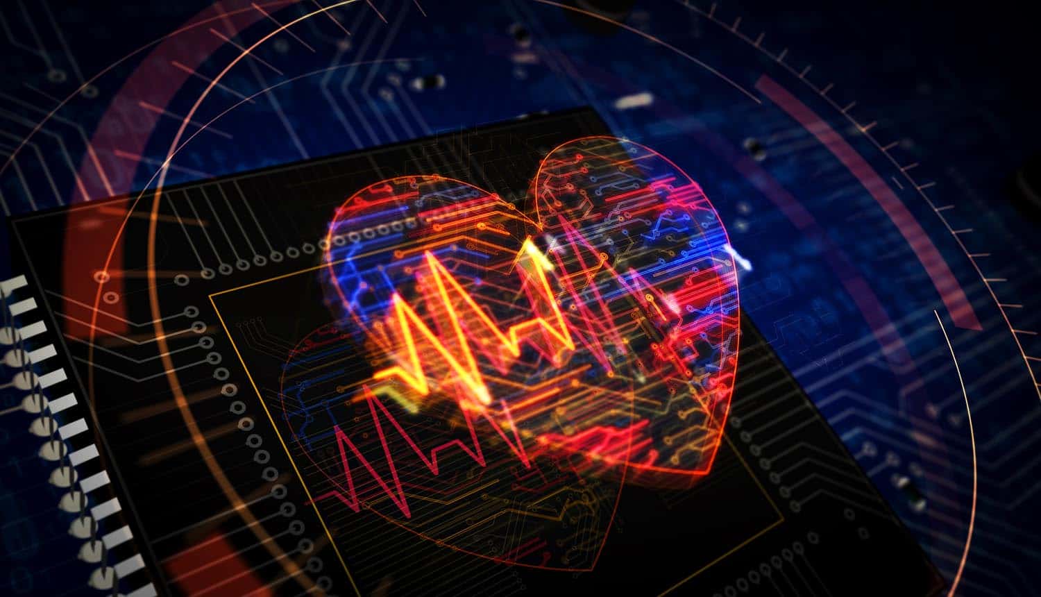 Cyber heart rendering illustration showing cyber health