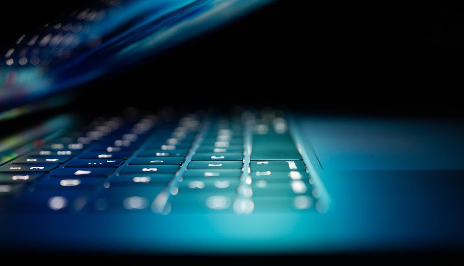 Close up of laptop keyboard and screen