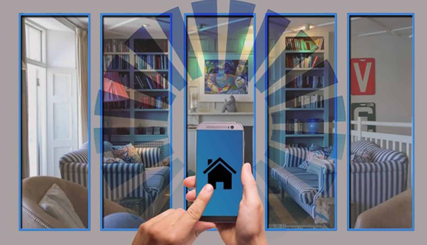 Finger tapping on smartphone with home icon