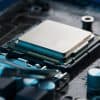 Close-up of CPU chip showing source code leak of Intel Alder Lake