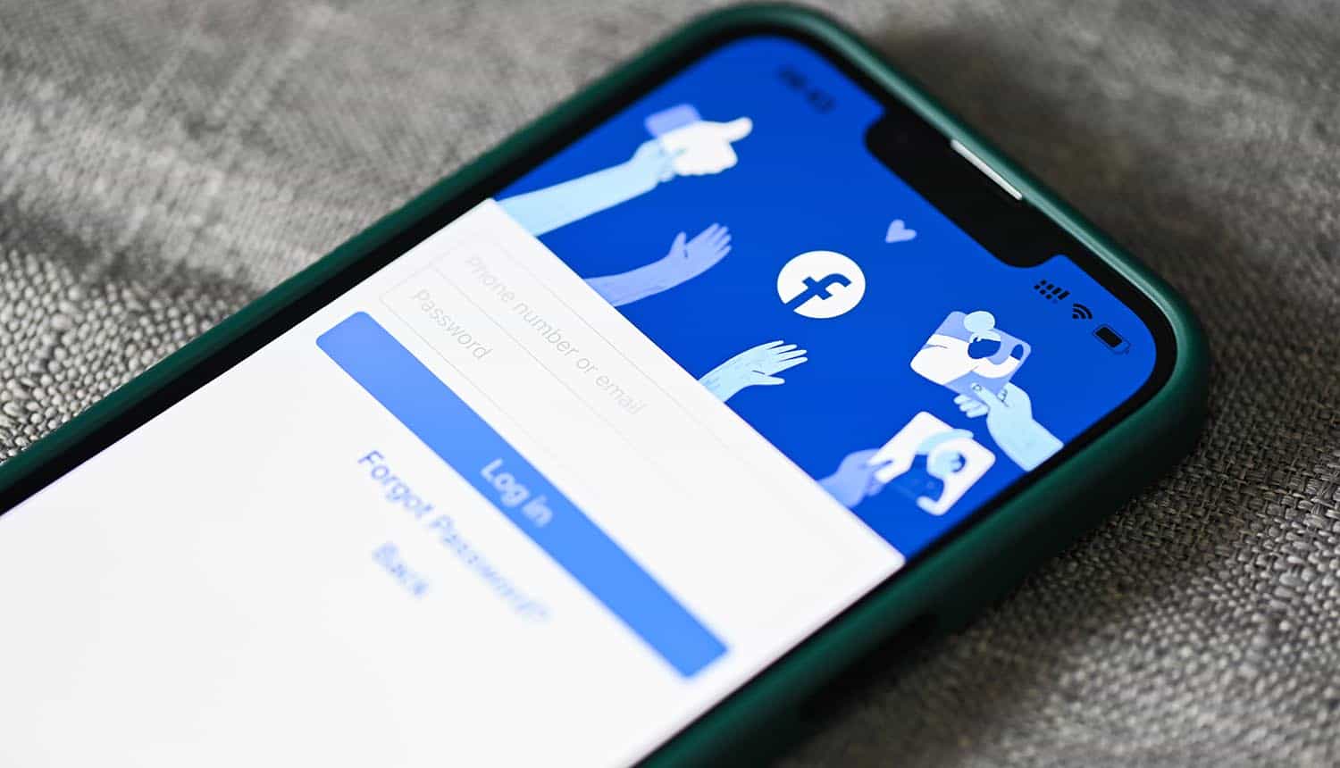 Facebook app on mobile phone showing Facebook posts phishing campaign bypassing email security