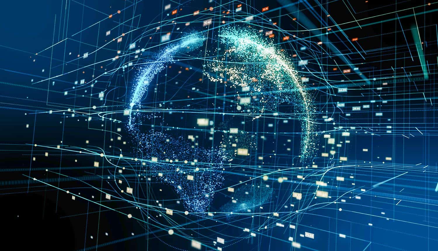 Data around globe showing data management