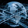 Digital data flow around globe showing globalization, data localization and data-centric security