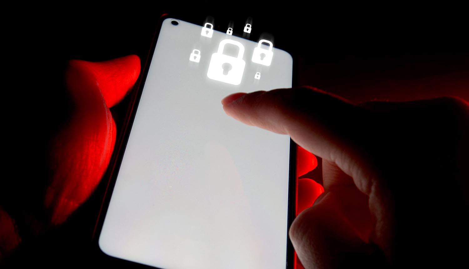 Mobile phone and lock icons showing mobile threats