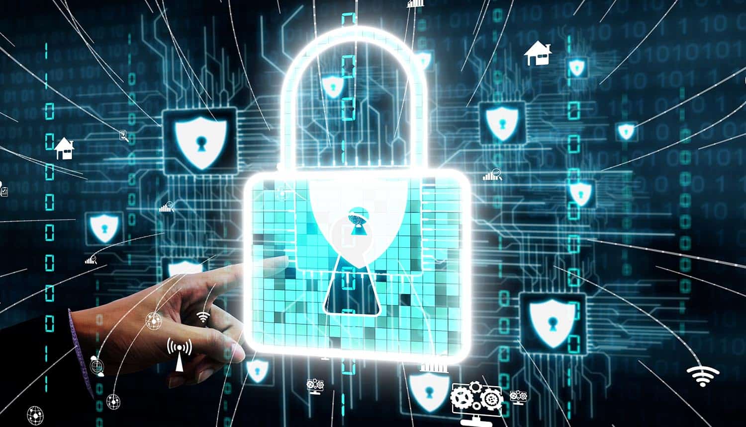 Graphic interface showing secure firewall technology