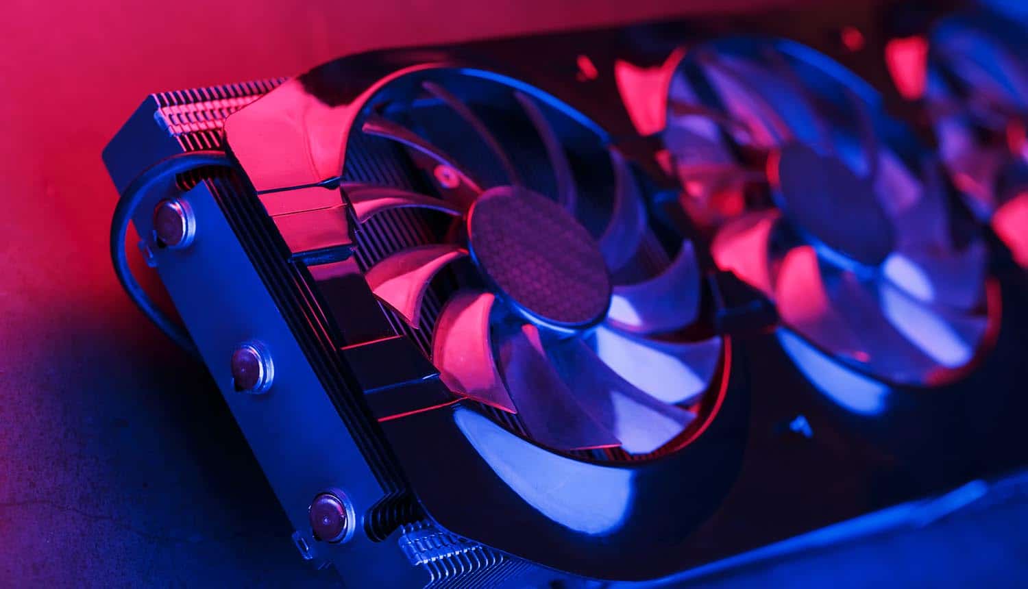 A graphics card with a row of fans