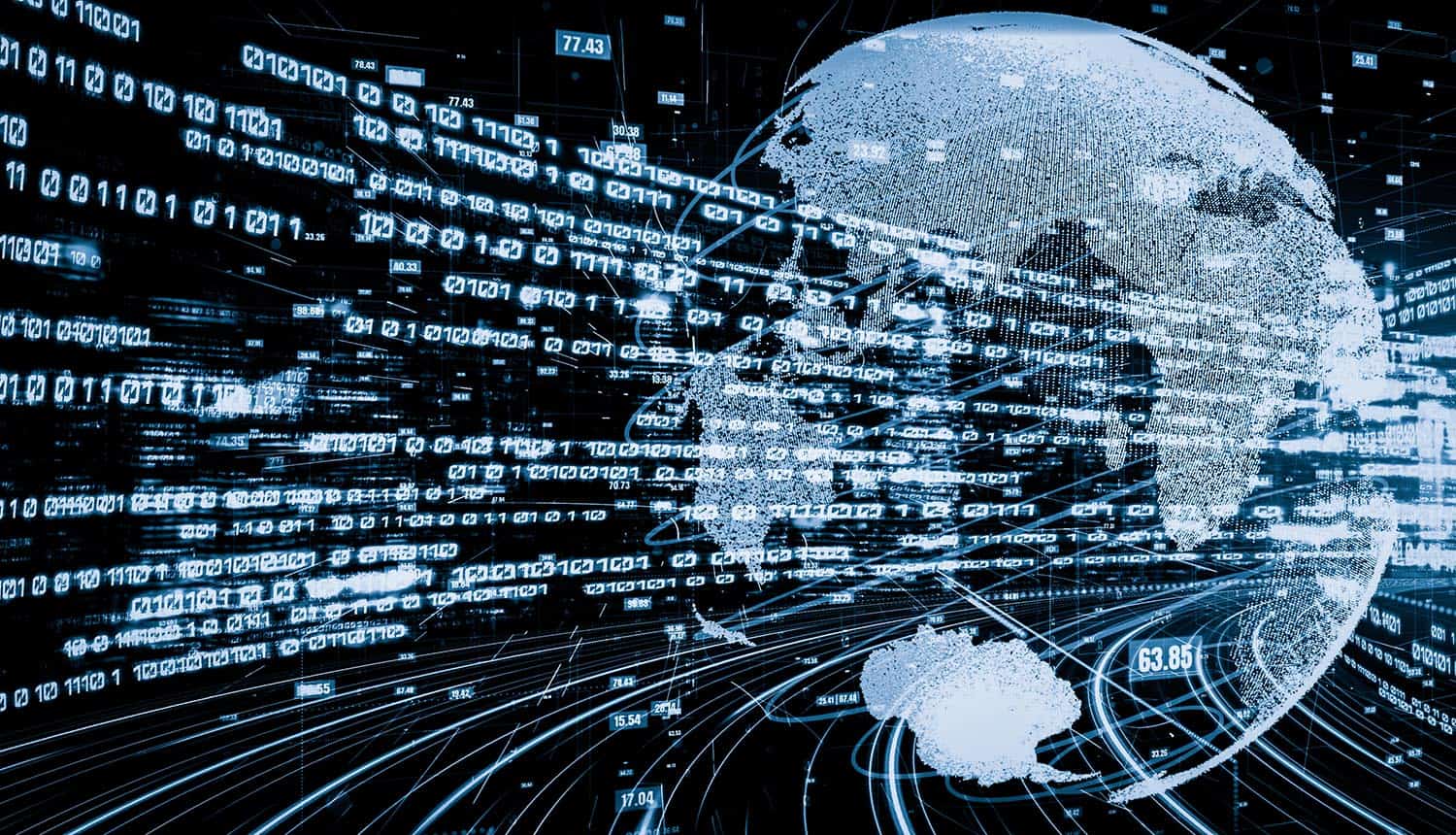 Futuristic global network digital data transfer