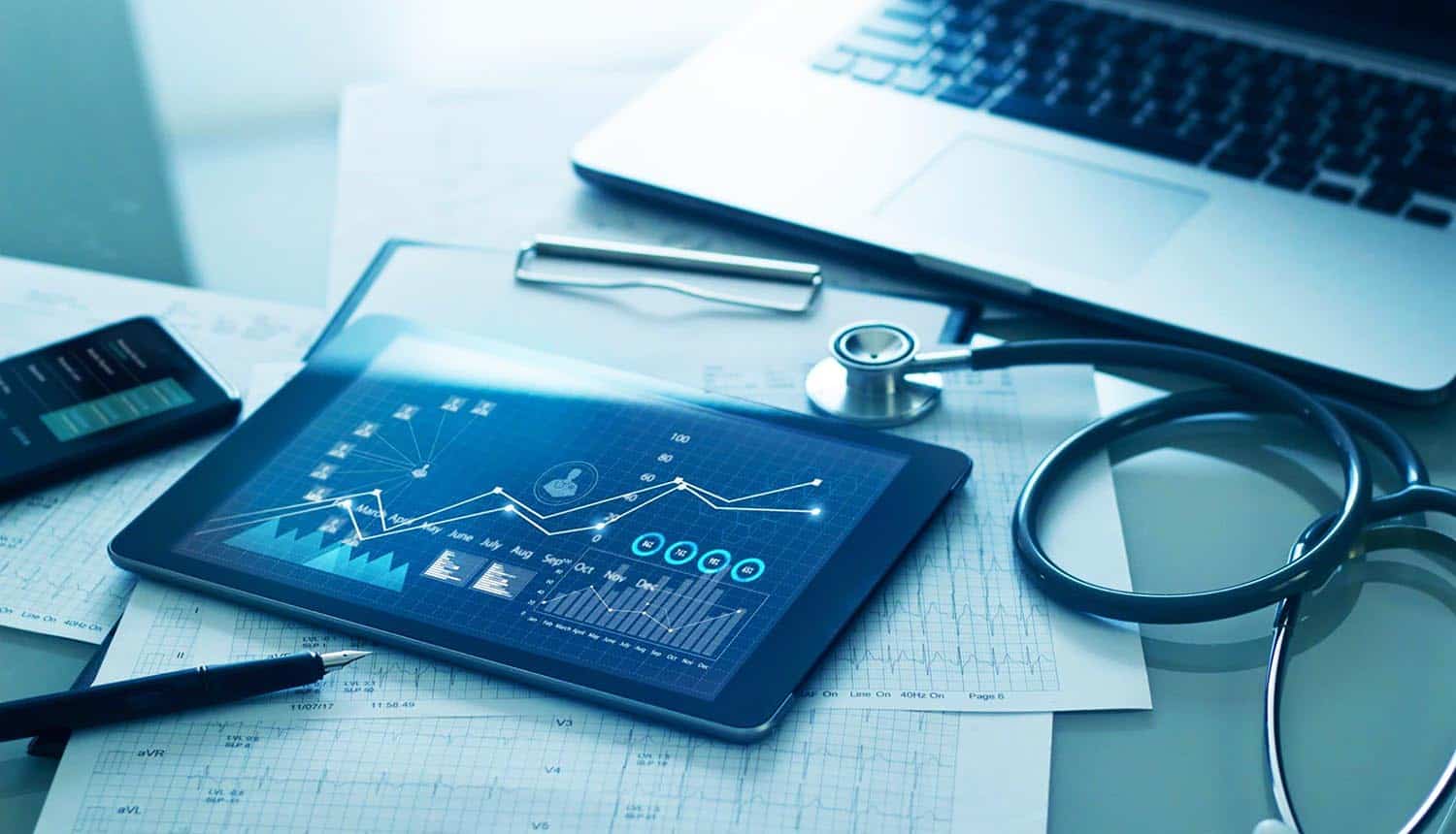 Data on tablet with doctor's report clipboard showing healthcare provider data breach