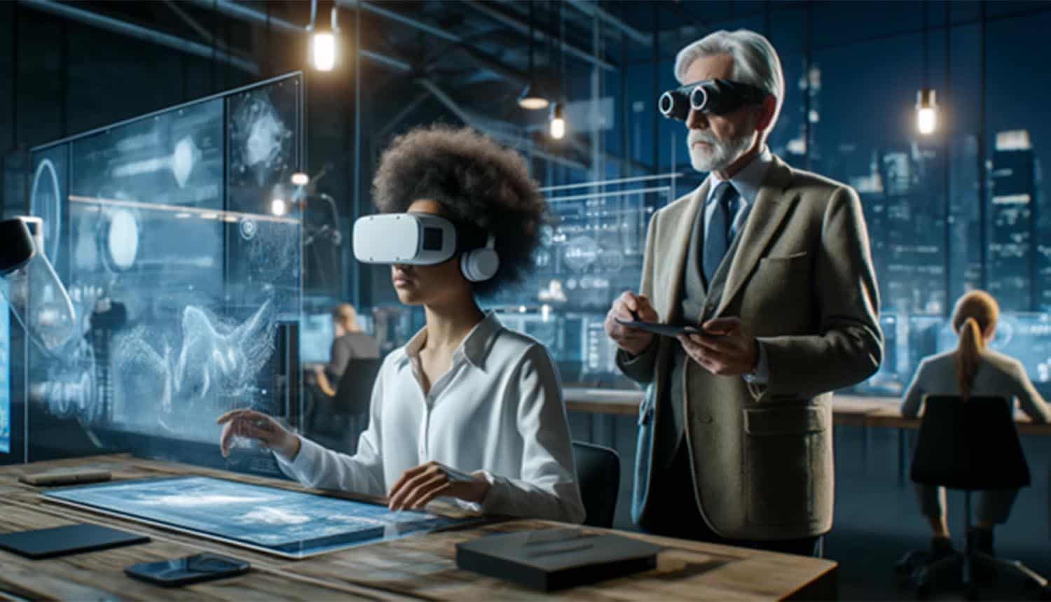 Team working with VR