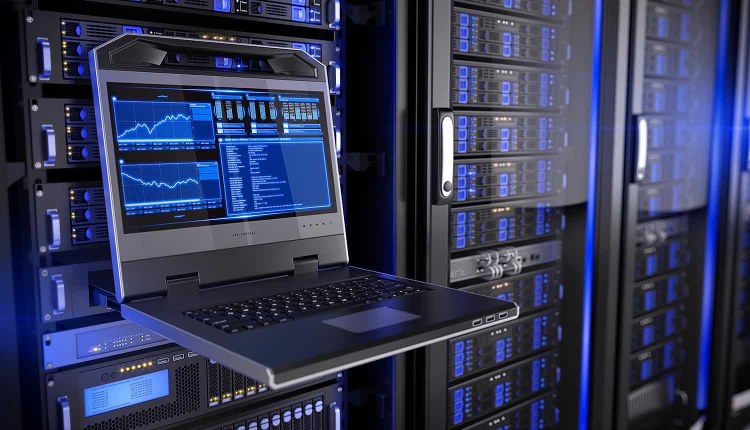LED console in server room