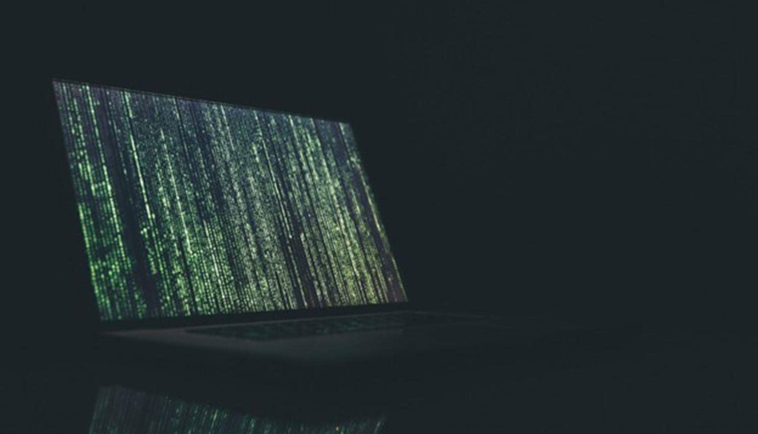 Laptop with binary code