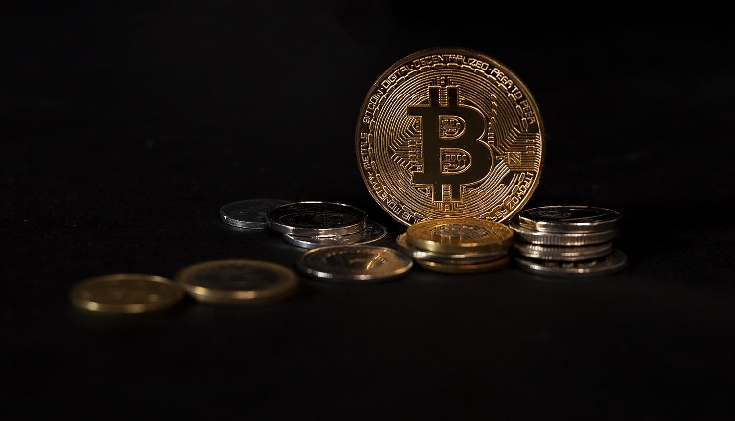 Bitcoin coin on gift box
