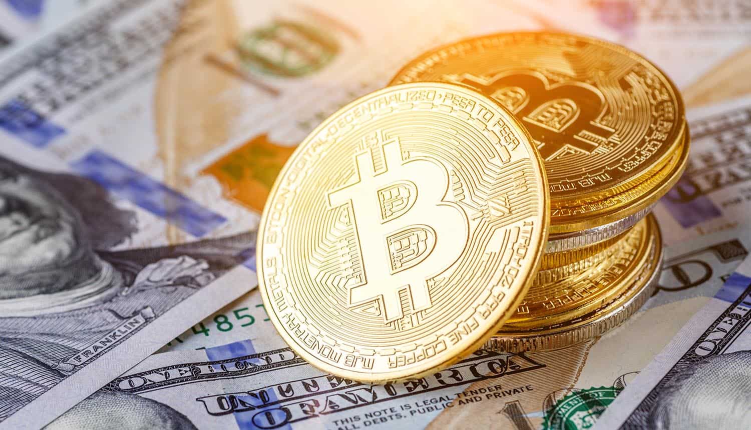 Bitcoin lies on banknotes