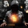 North Korean hacker working on computer showing social engineering attacks on crypto companies