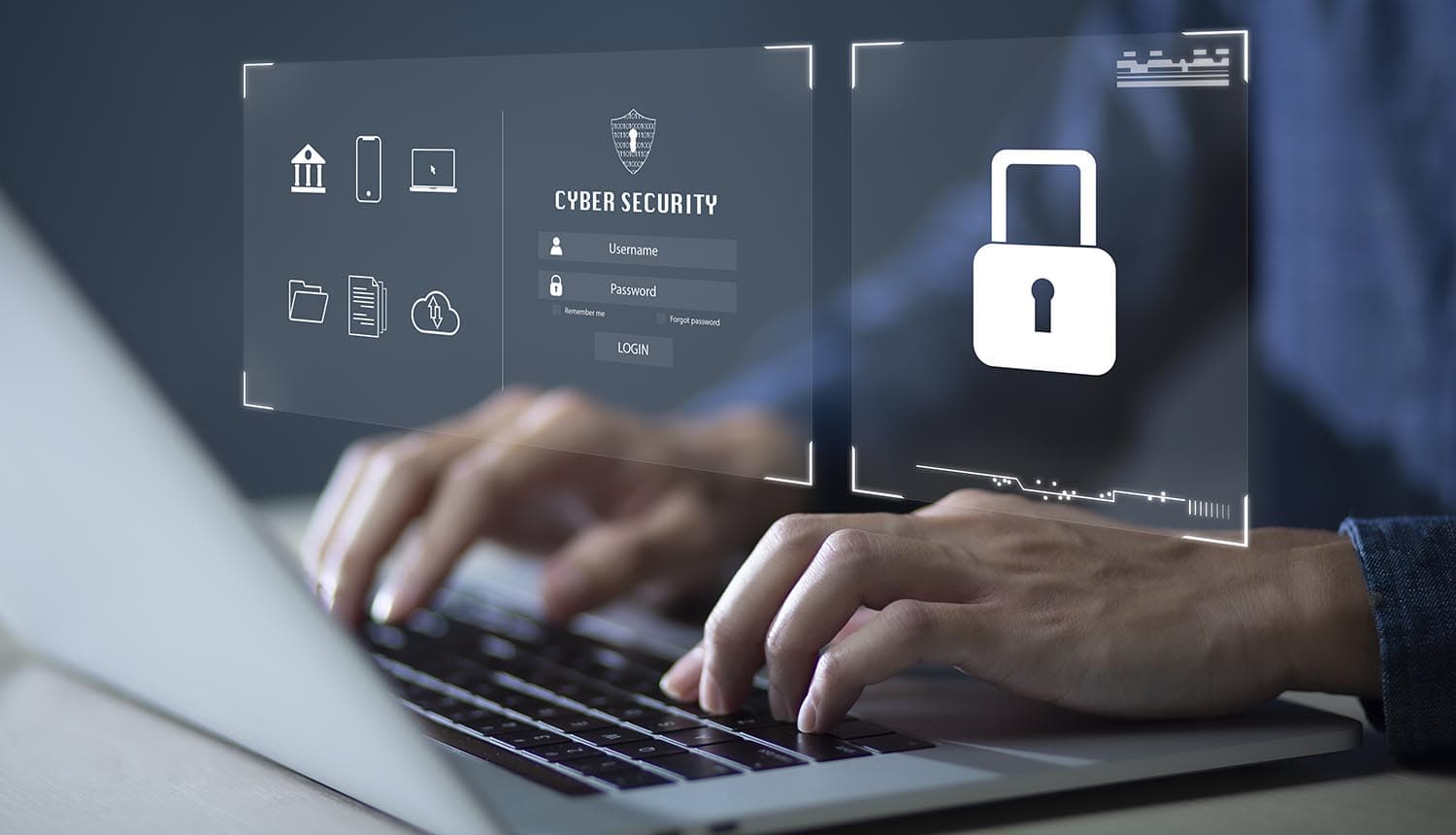 Virtual lock and login screen showing identity security