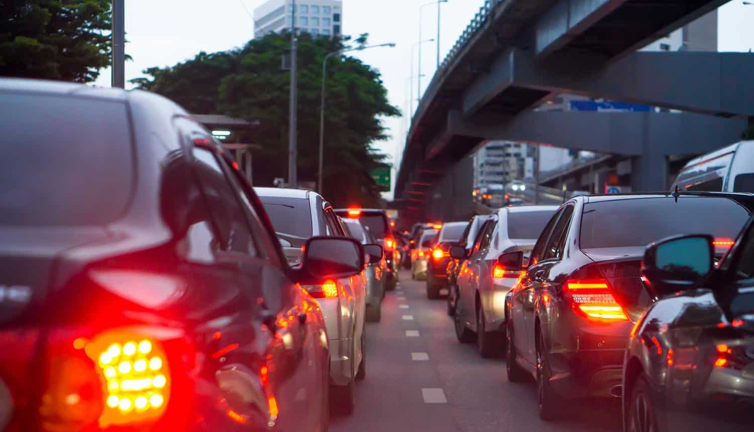 Traffic jam in evening showing data breach of file sharing platform
