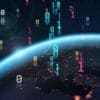Globe and data showing content scraping of AI bots