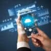 Hand using smartphone showing SaaS security