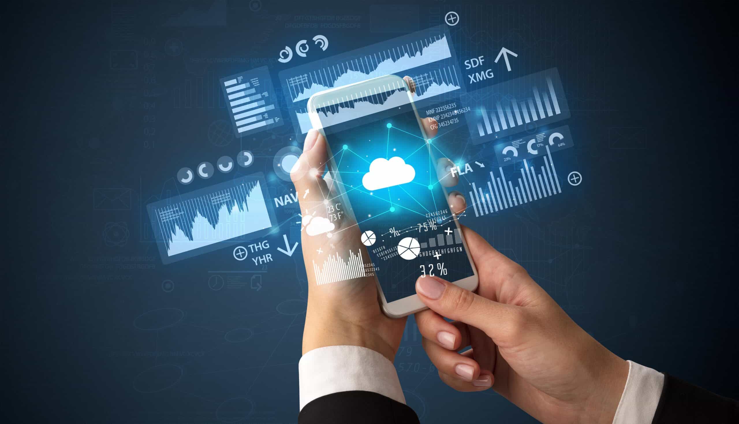 Hand using smartphone showing SaaS security